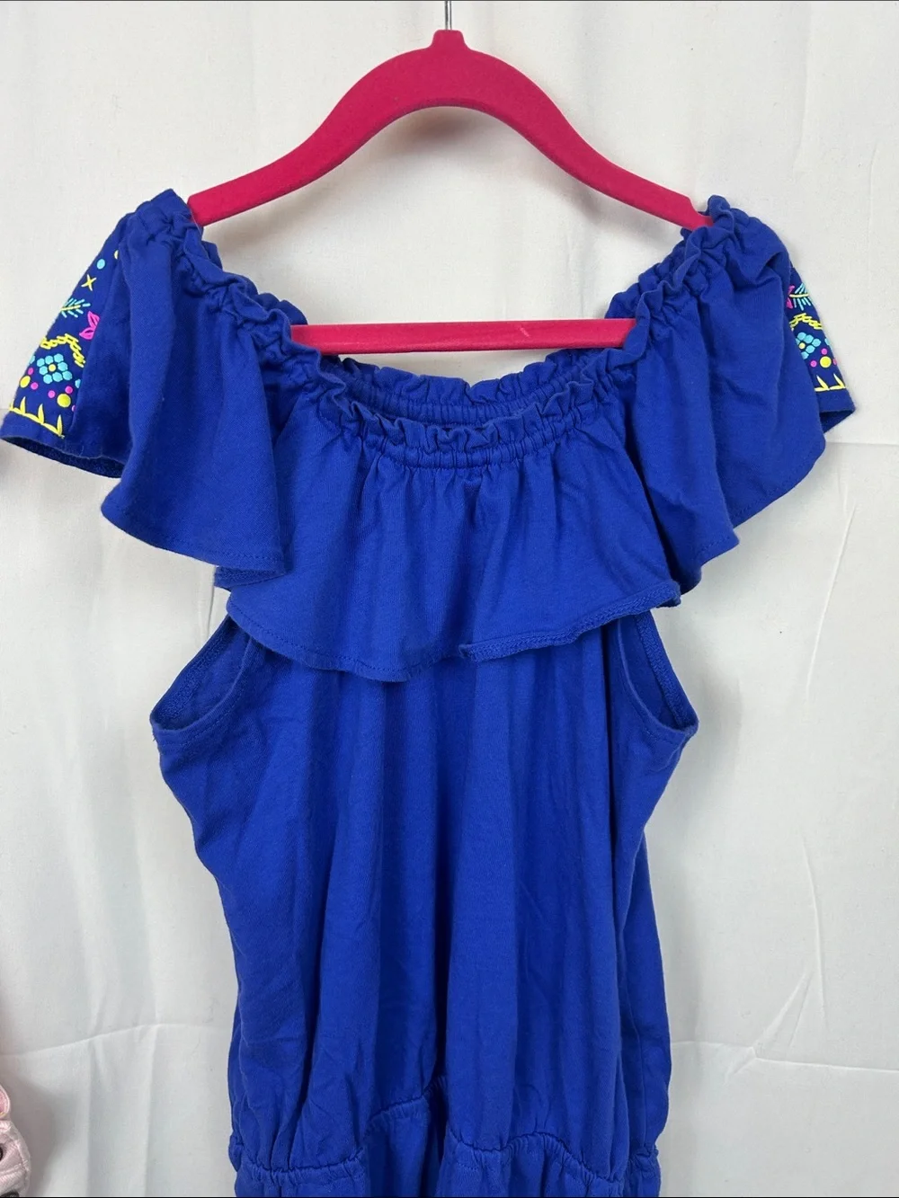 Girls Pink Denim Short Overalls and Embroidered Indigo Romper